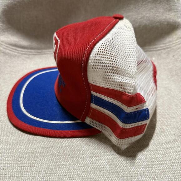 Vintage 80s The Nashville Network Red White Blue Trucker Snapback Hat Made USA - Picture 3 of 8